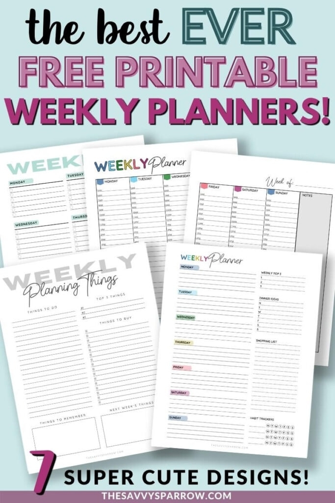 7 Free Printable Weekly Planner Templates To Get Organized
