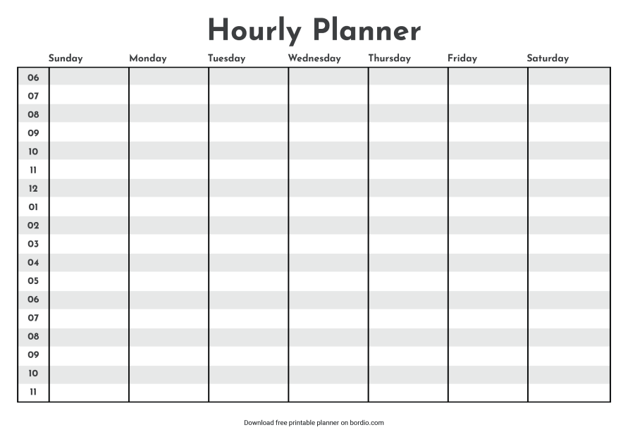 8 Hourly Planner Printable Templates Download In PDF For Free