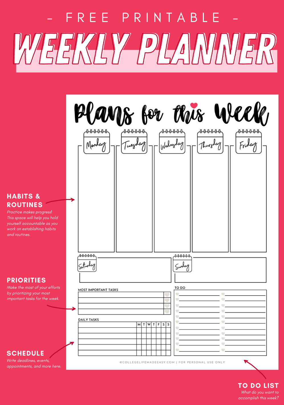 A Cute Printable Weekly Planner To Help You Tackle Life
