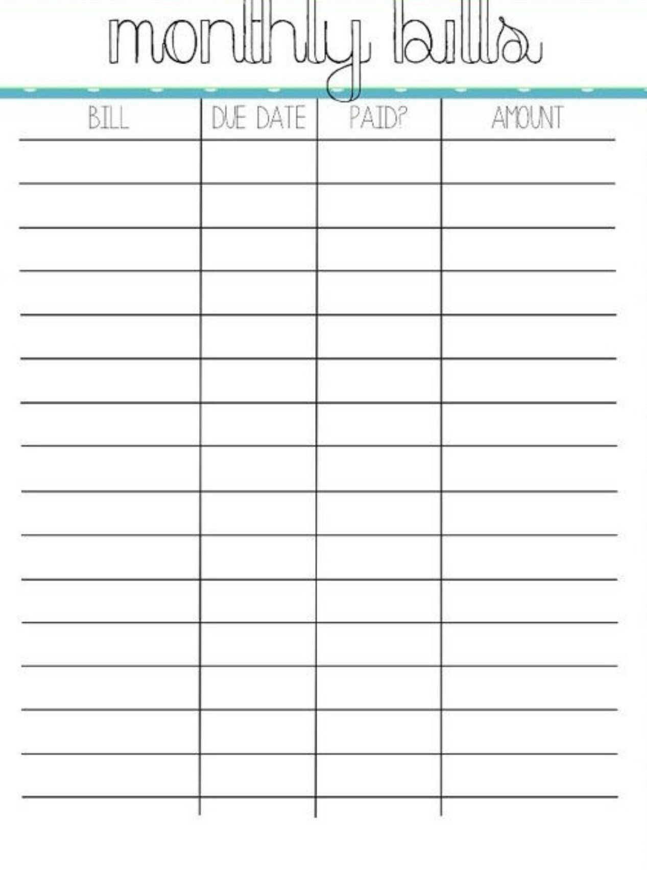 Bill Planner Printable Free Printable Bill Planner