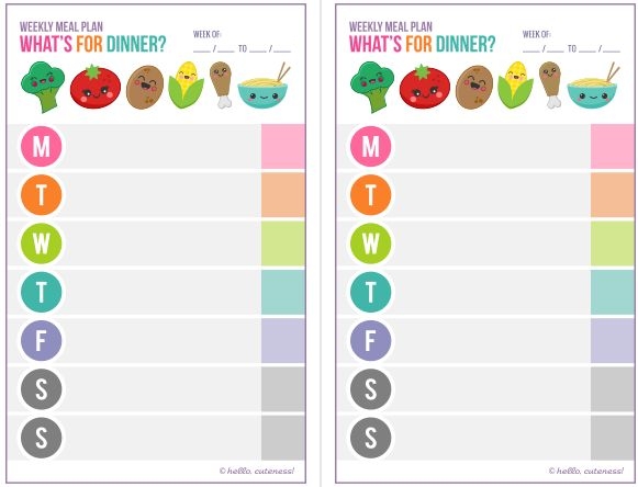 Cute Meal Planner Printable Kerymn