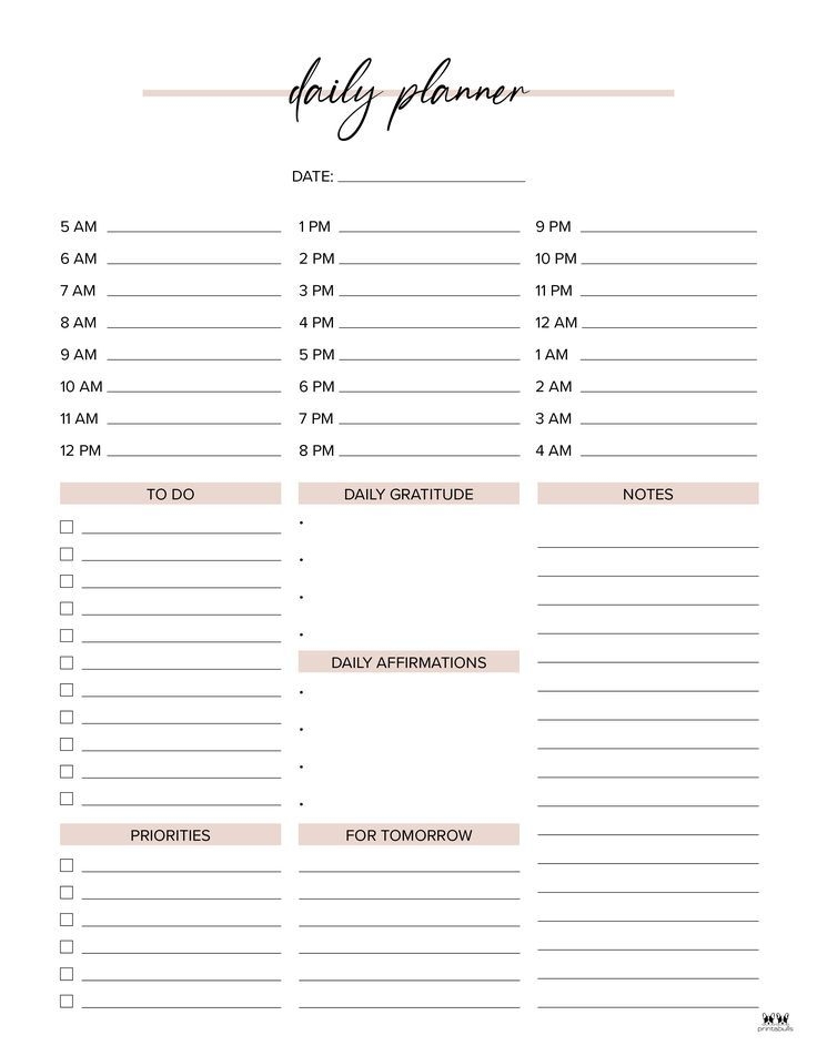 Daily Planner Pages FREE 2023 Planner Pages Printabulls Daily 