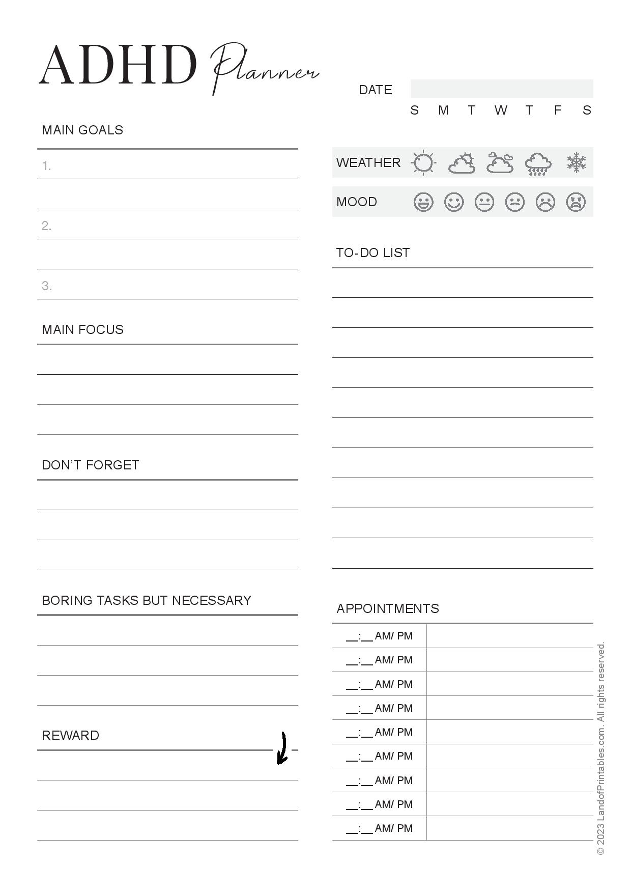 Download Your Free ADHD Planner Land Of Printables