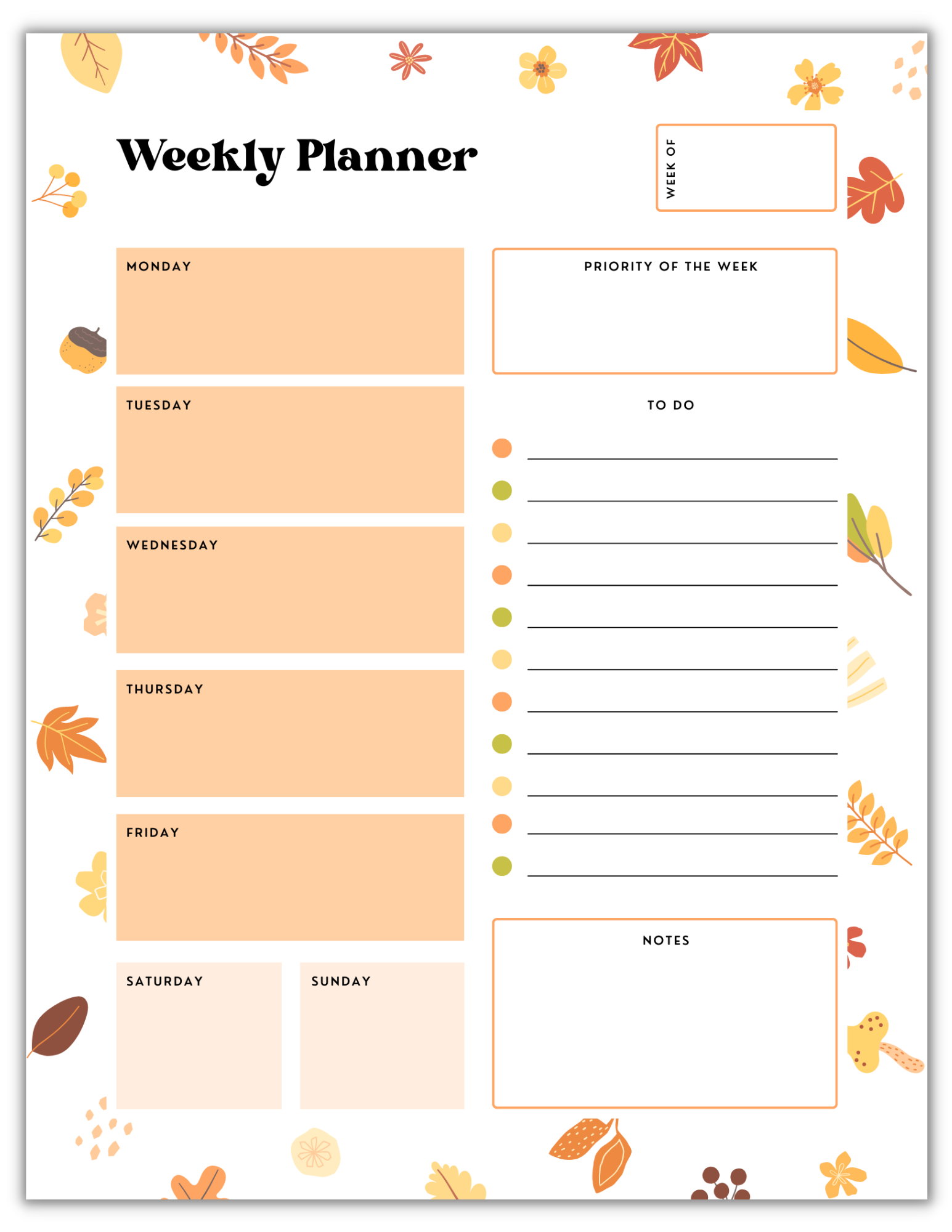 Fall Weekly Planner Free Printable Gathering Beauty