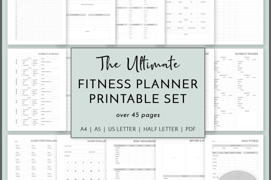 Fitness Planner Printable Set Printable Planners