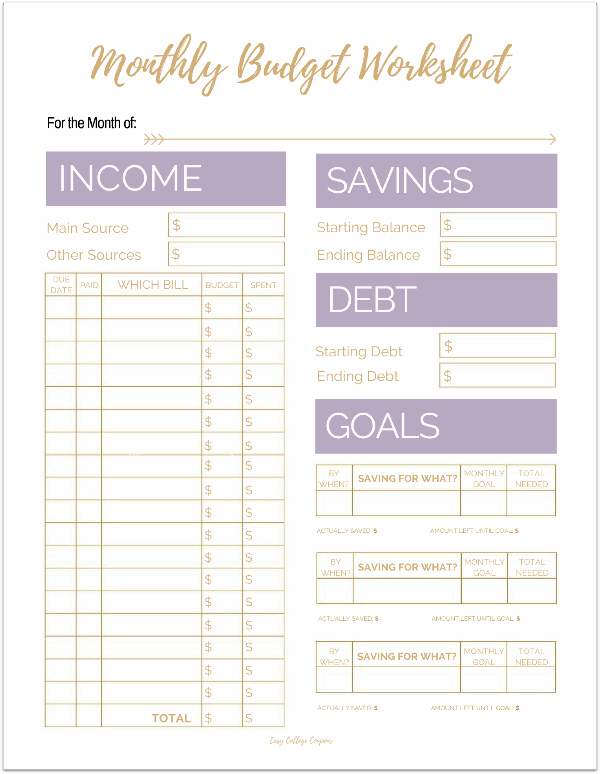 Free Budget Planner Calendar Mhwery