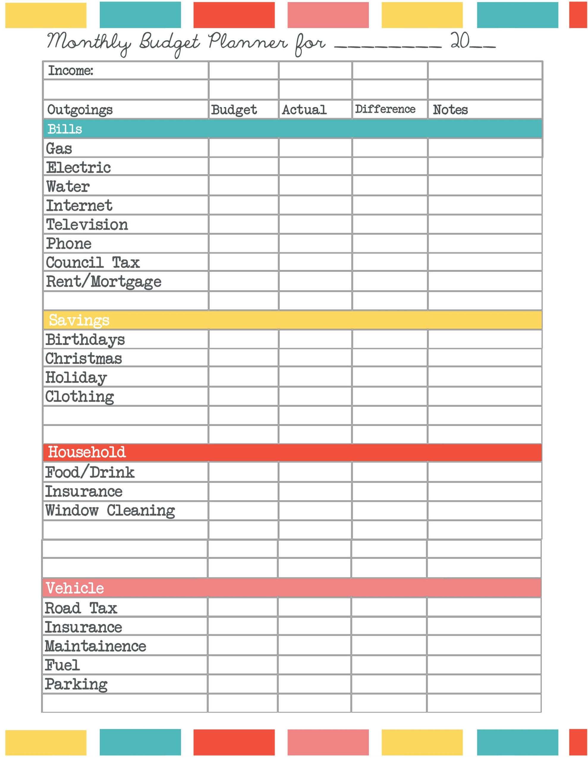 Free Budget Planner Printables DmHop
