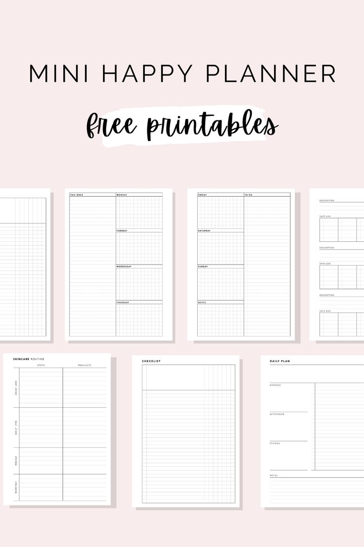 Free Mini Happy Planner Printables Daily Weekly Checklist