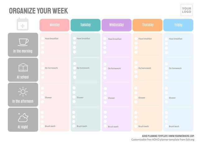 Free Printable Adhd Daily Planner Template Printable Templates By Nora