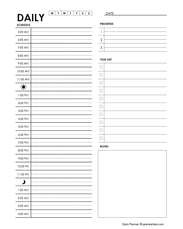 Free Printable Cute Daily Planner Template Free Printable Templates