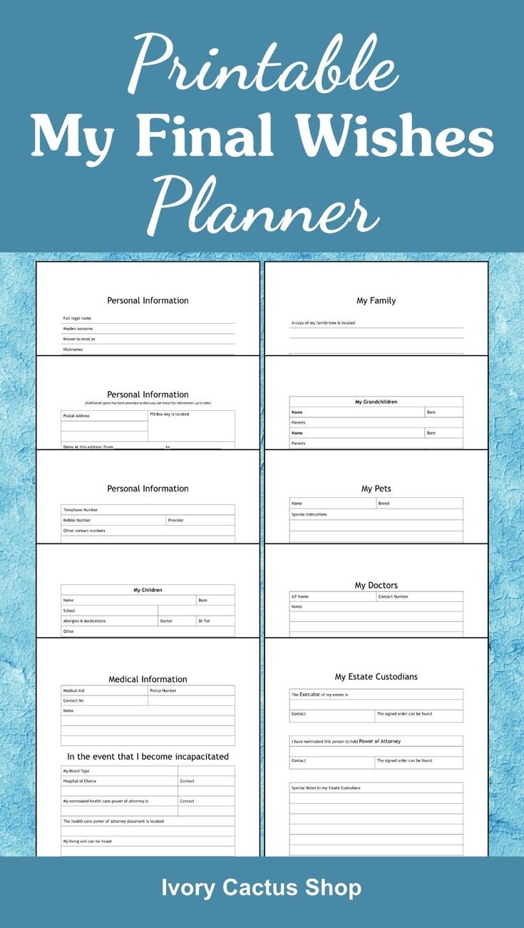 Free Printable Final Wishes Planner Printable Word Searches