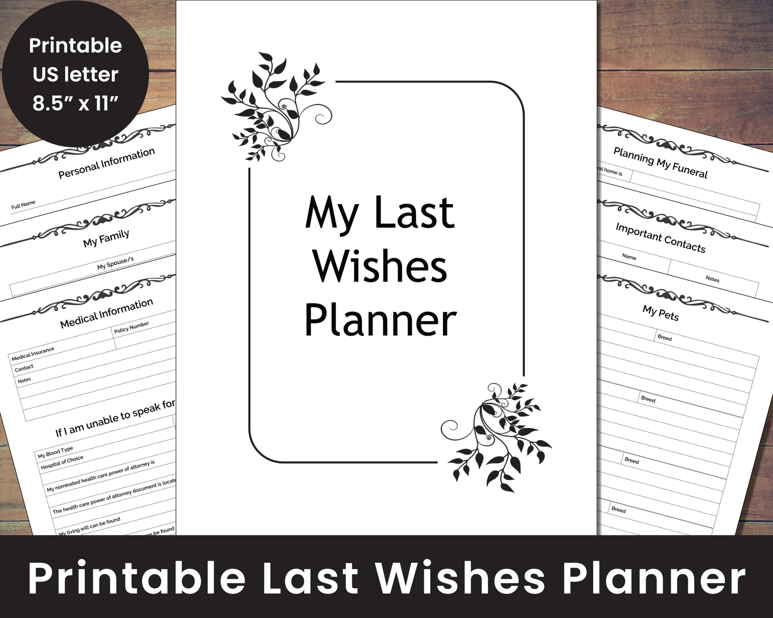 Free Printable Final Wishes Planner This Includes Thinking And Planning 