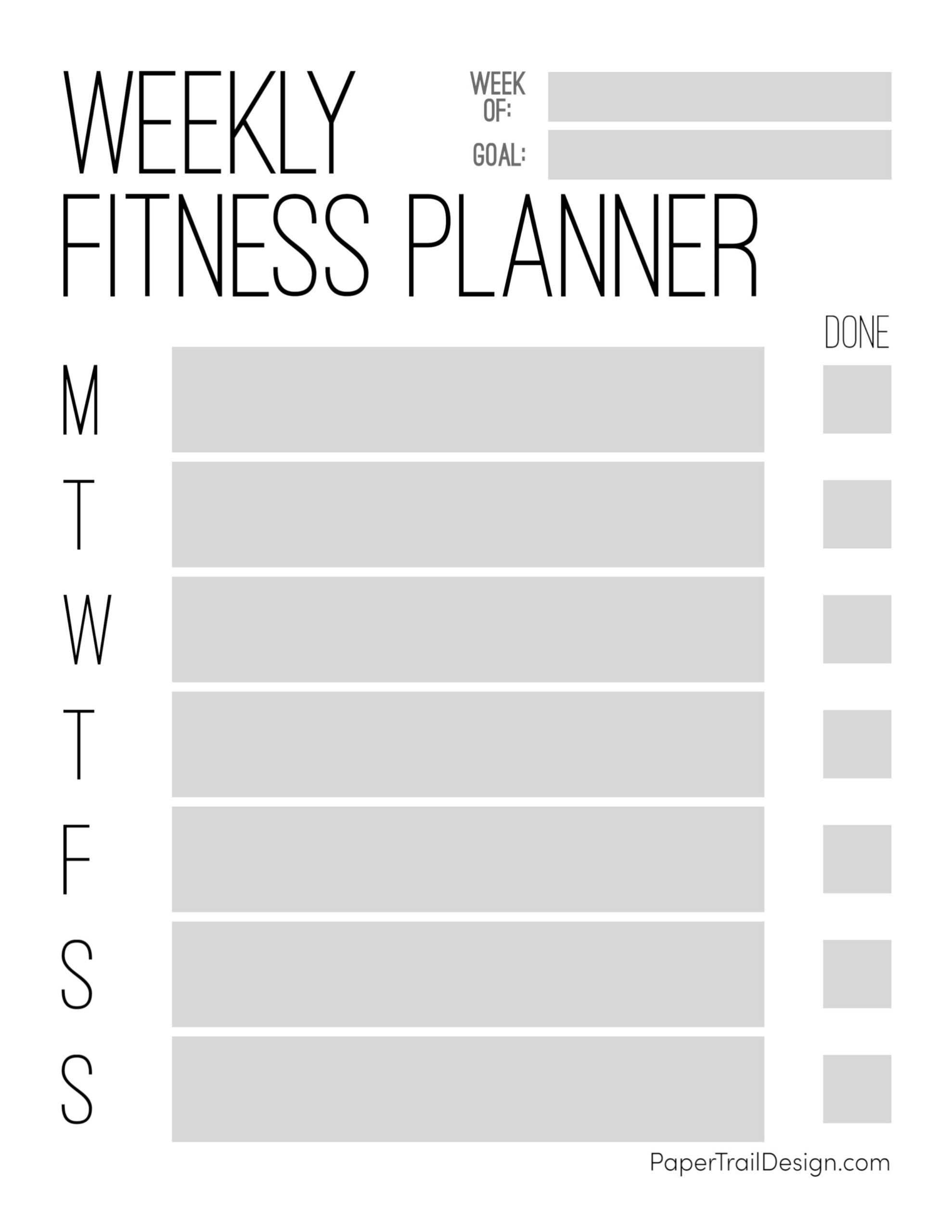 Free Printable Fitness Planner Pdf Printable Word Searches