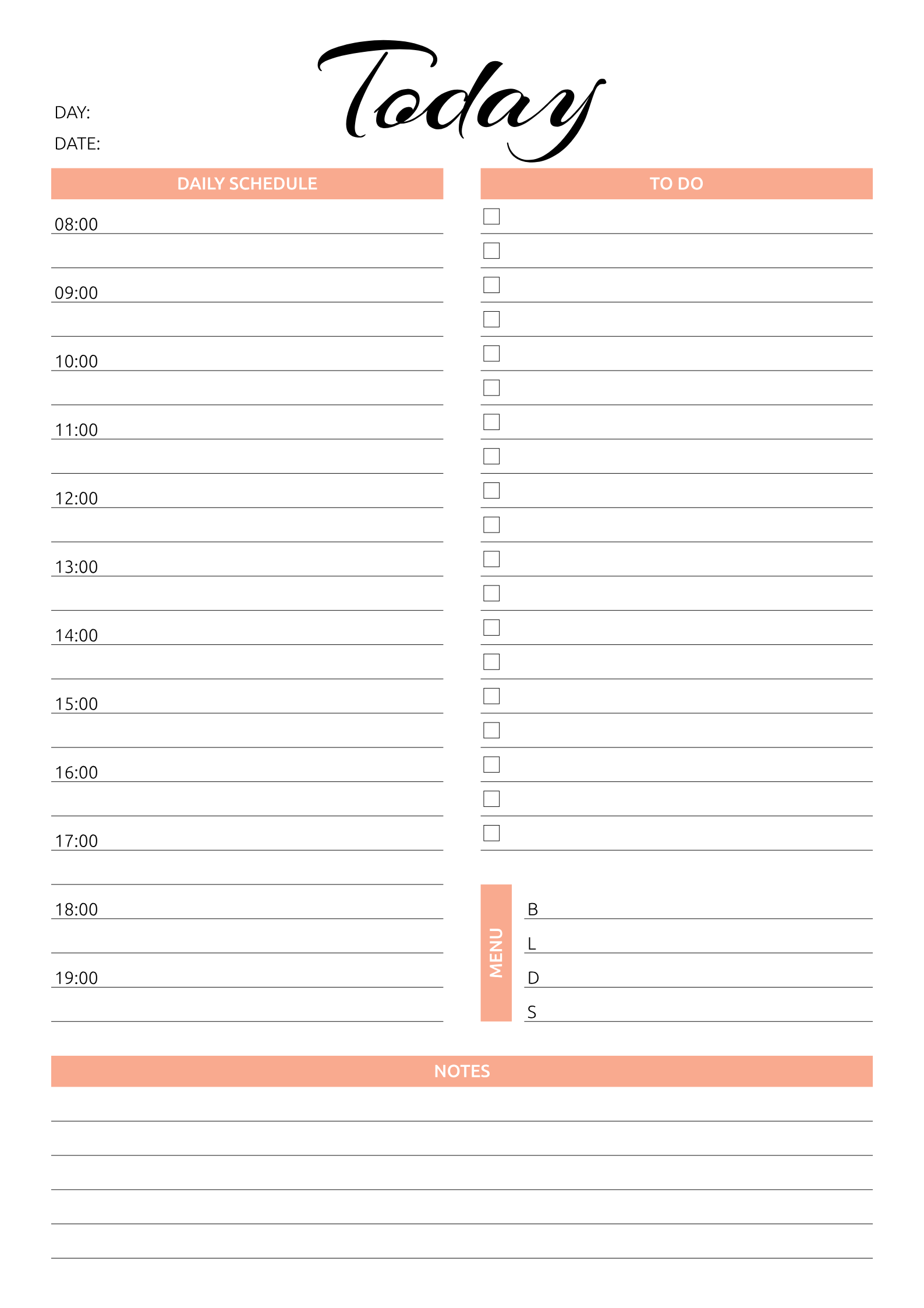 Free Printable Hourly Planner Template