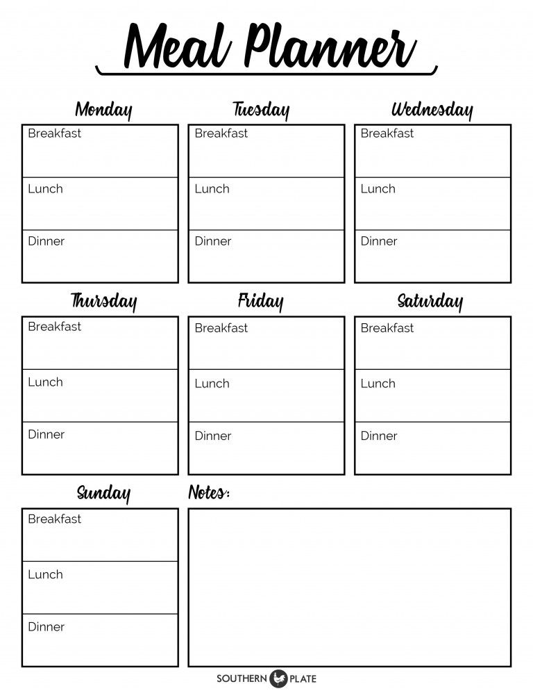 Free Printable Menu Planner Sheet Http www southernplate Meal 