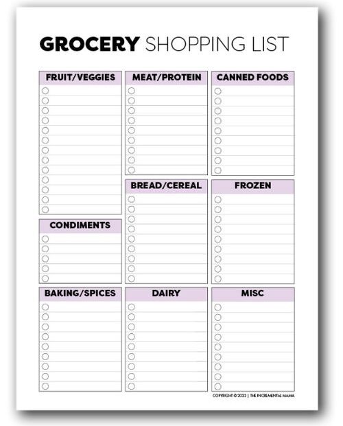 Free Printable Weekly Meal Planner Grocery List Worksheets Library