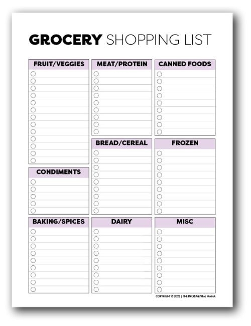 Free Printable Weekly Meal Planner Grocery List Worksheets Library