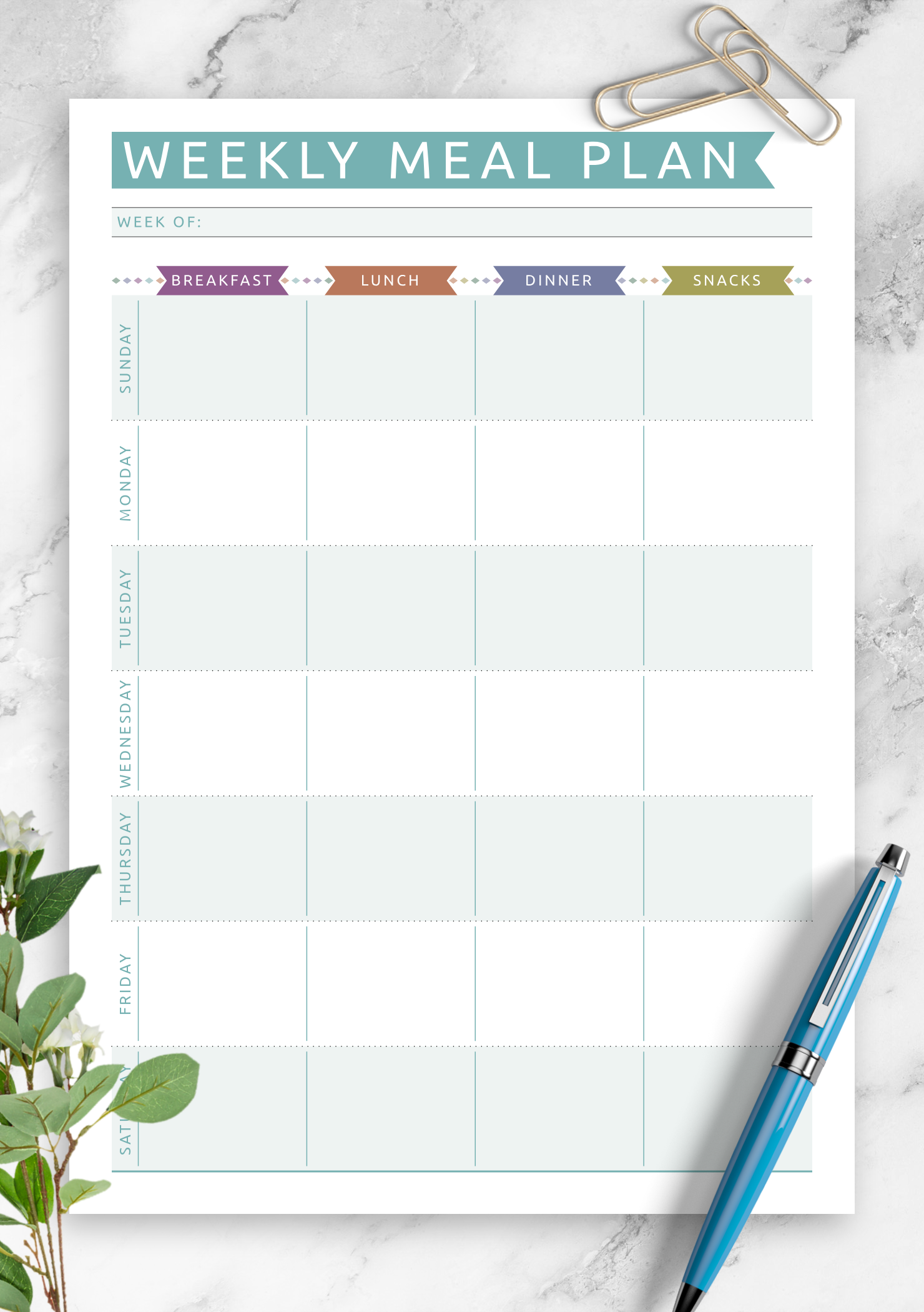 Free Printable Weekly Meal Planner Hptery Free Printable Weekly Meal Planner Hptery