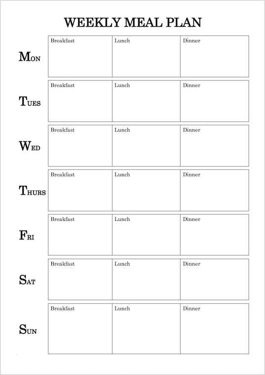Free Printable Weekly Meal Planner Pdf Templates Lights Crystal