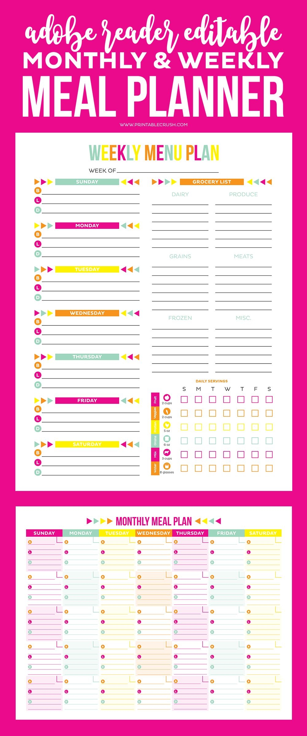 Free Printable Weekly Meal Planner Template Billomusic
