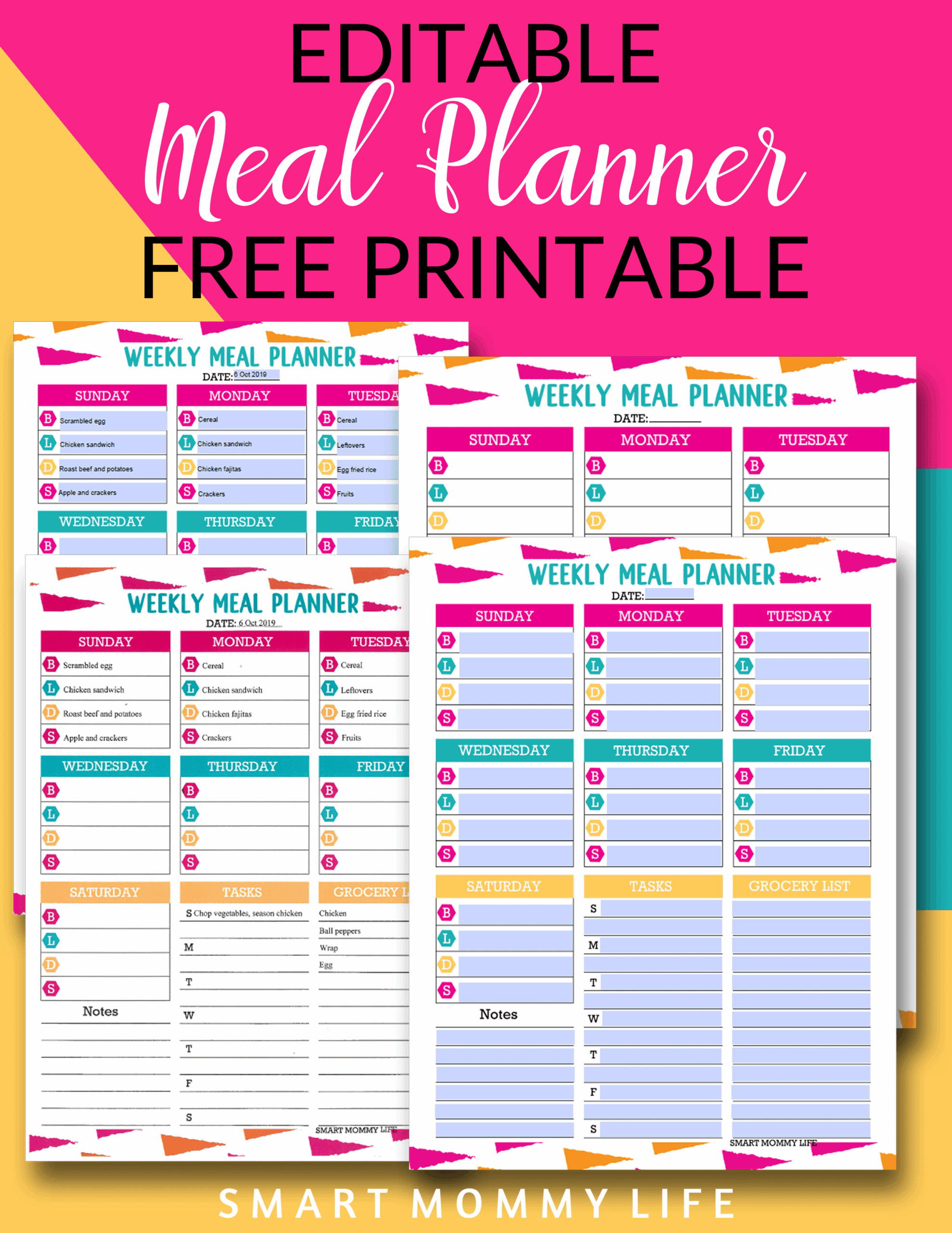 Free Printable Weekly Meal Planner Template Frosdmw