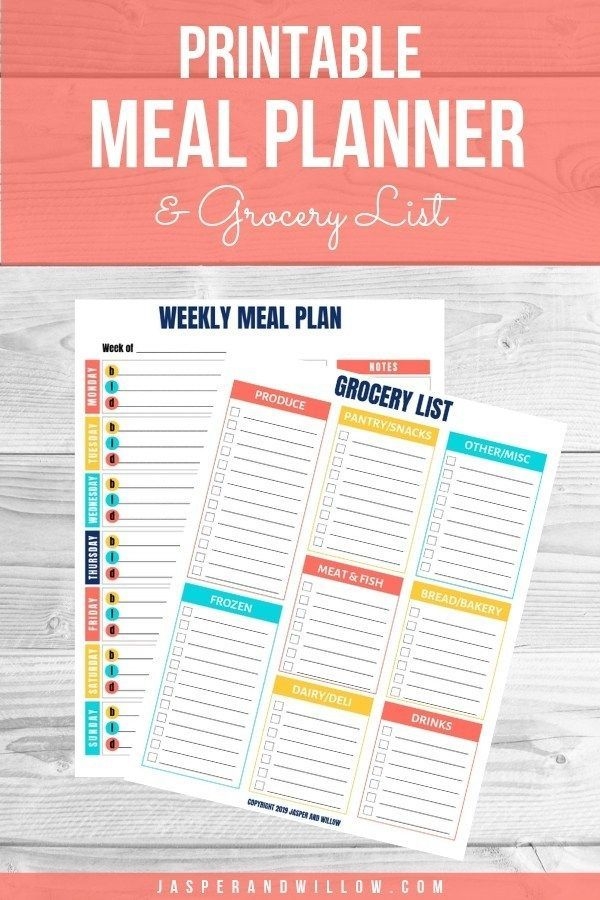 Free Printable Weekly Meal Planner Template With Grocery List Dev 