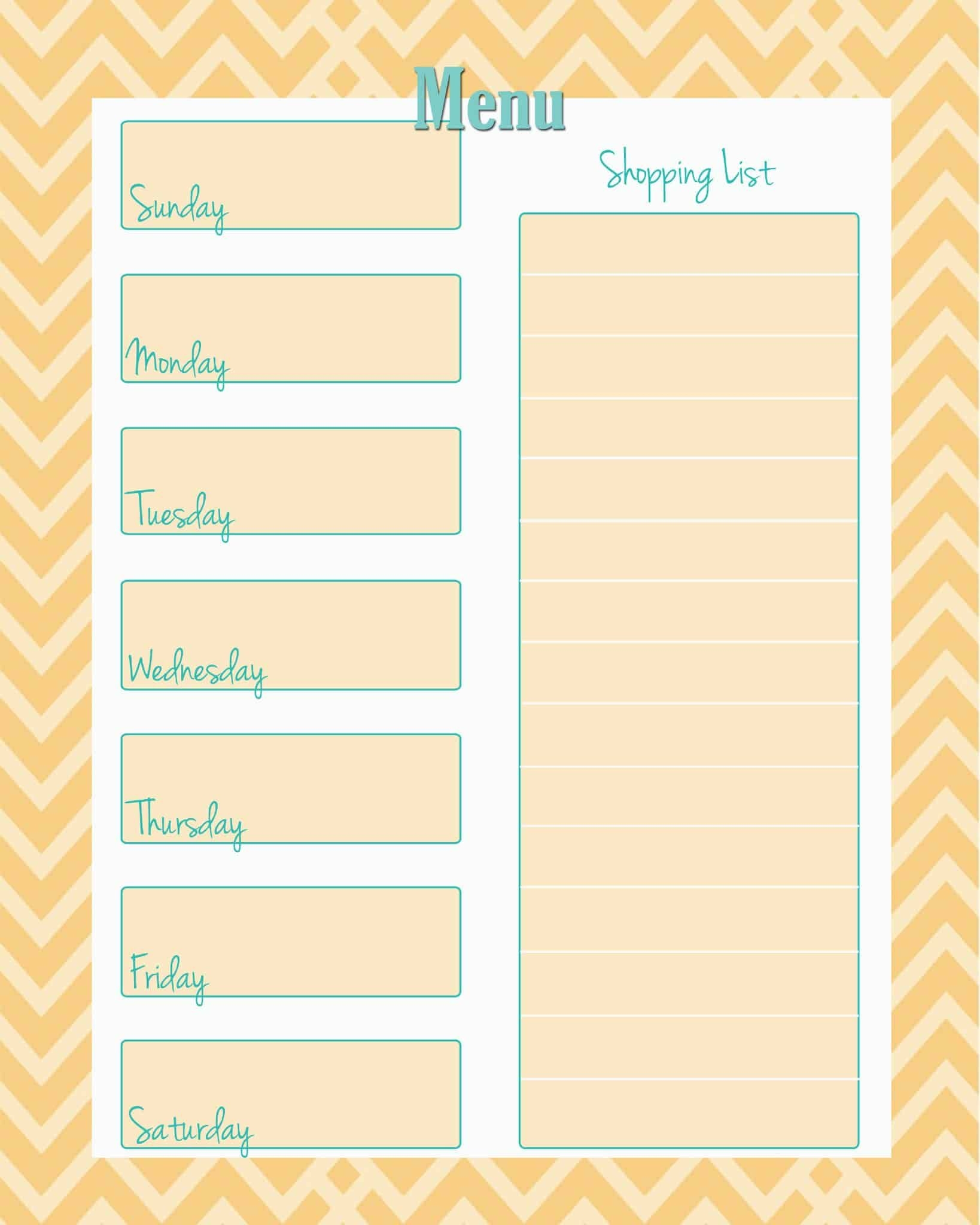 FREE Weekly Menu Planner Printable Cupcake Diaries