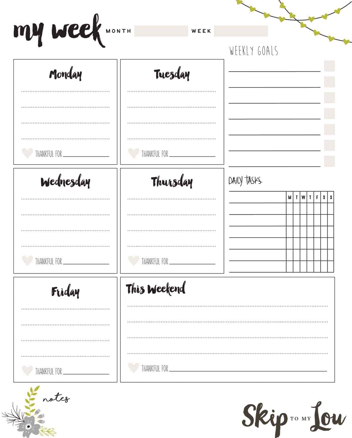 Free Weekly Printable Planner Printable Online Free Weekly Printable Planner Printable Online