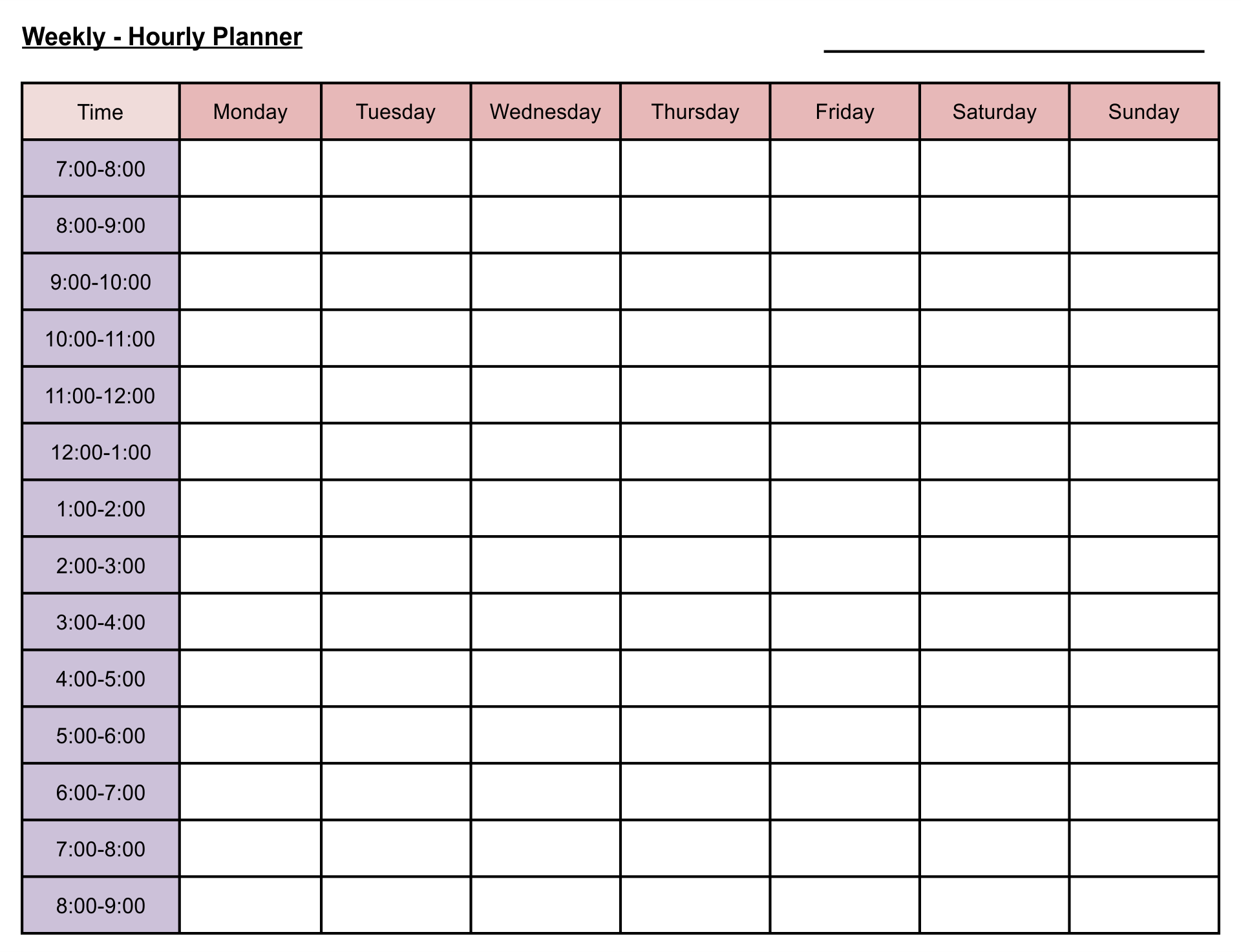 Hourly Planner 10 Free PDF Printables Printablee