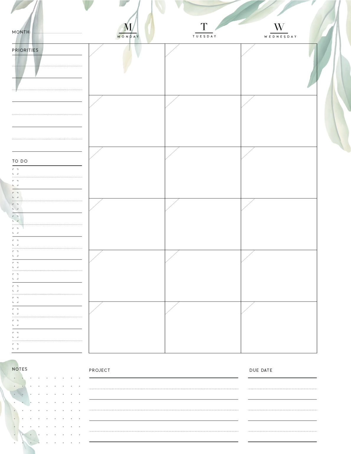 Monthly Printable Planner
