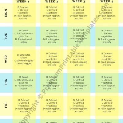 OMAD Planner One Meal A Day Planner 7 day Weekly Calendar Menu