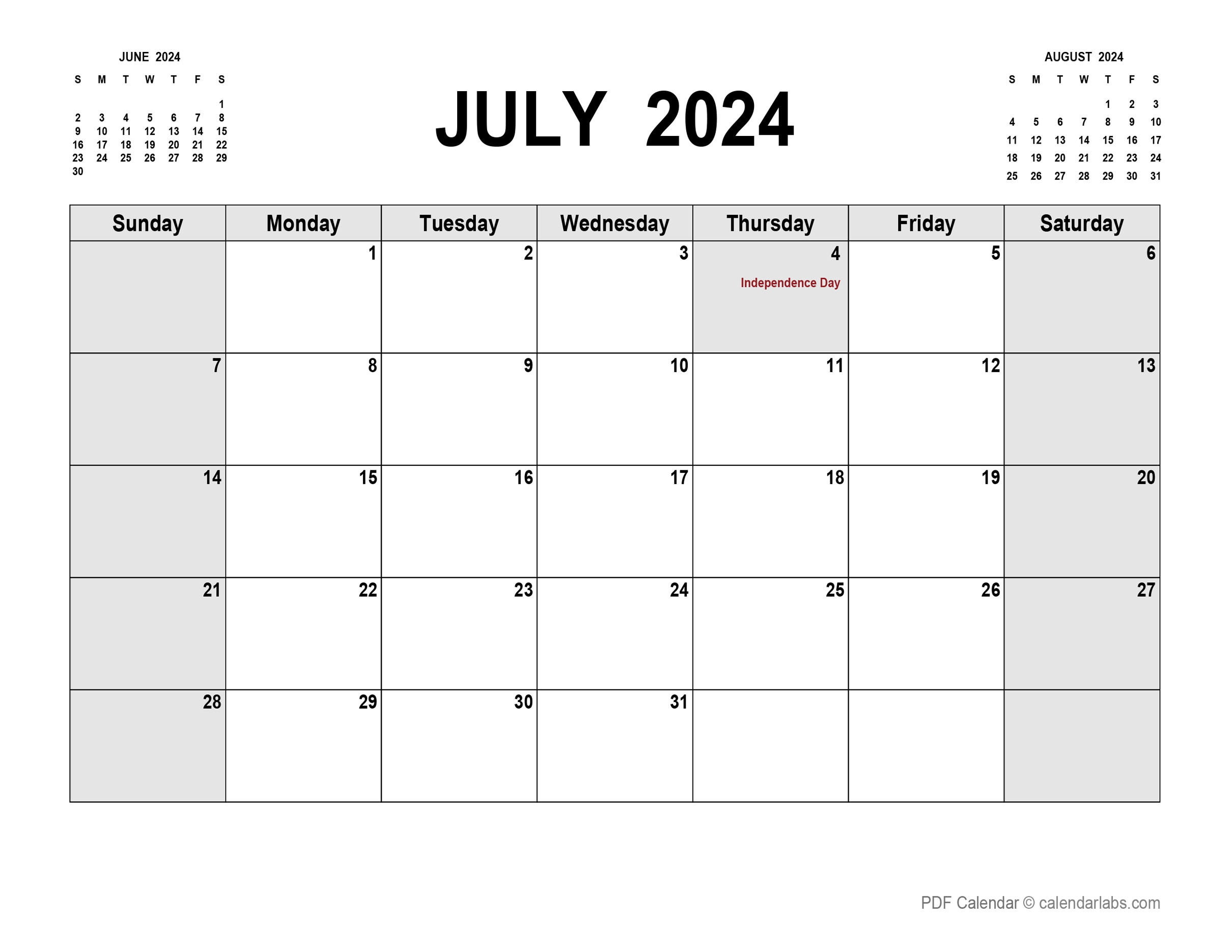Printable Calendar 2024 Monthly July Devin Ameline