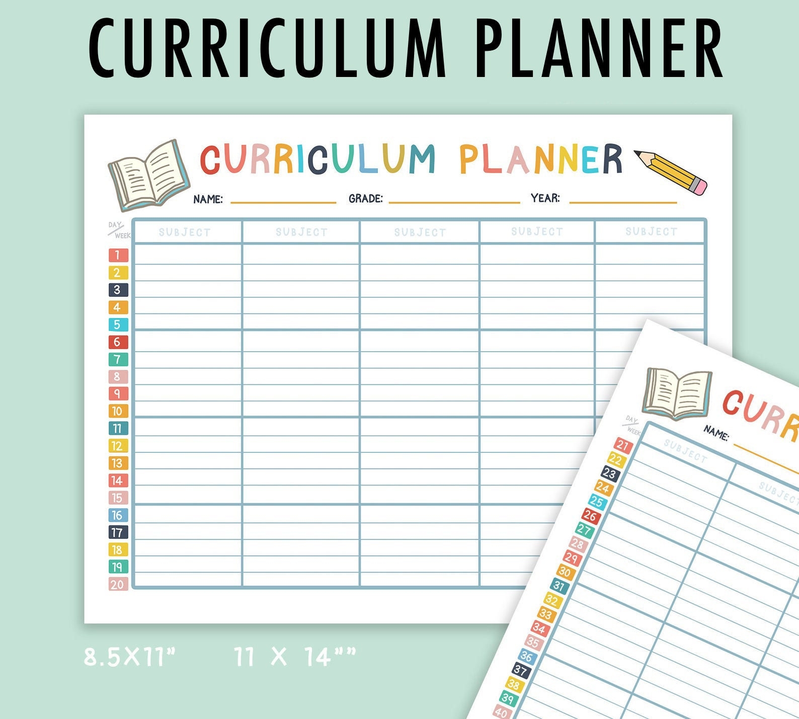 Printable Curriculum Planner Homeschool Planner Digital Teacher 