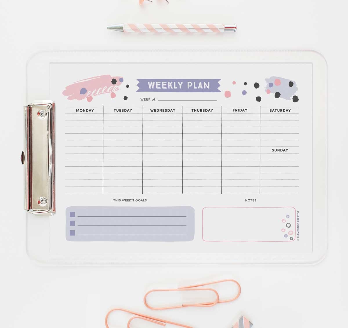 Printable Cute Weekly Planner Template