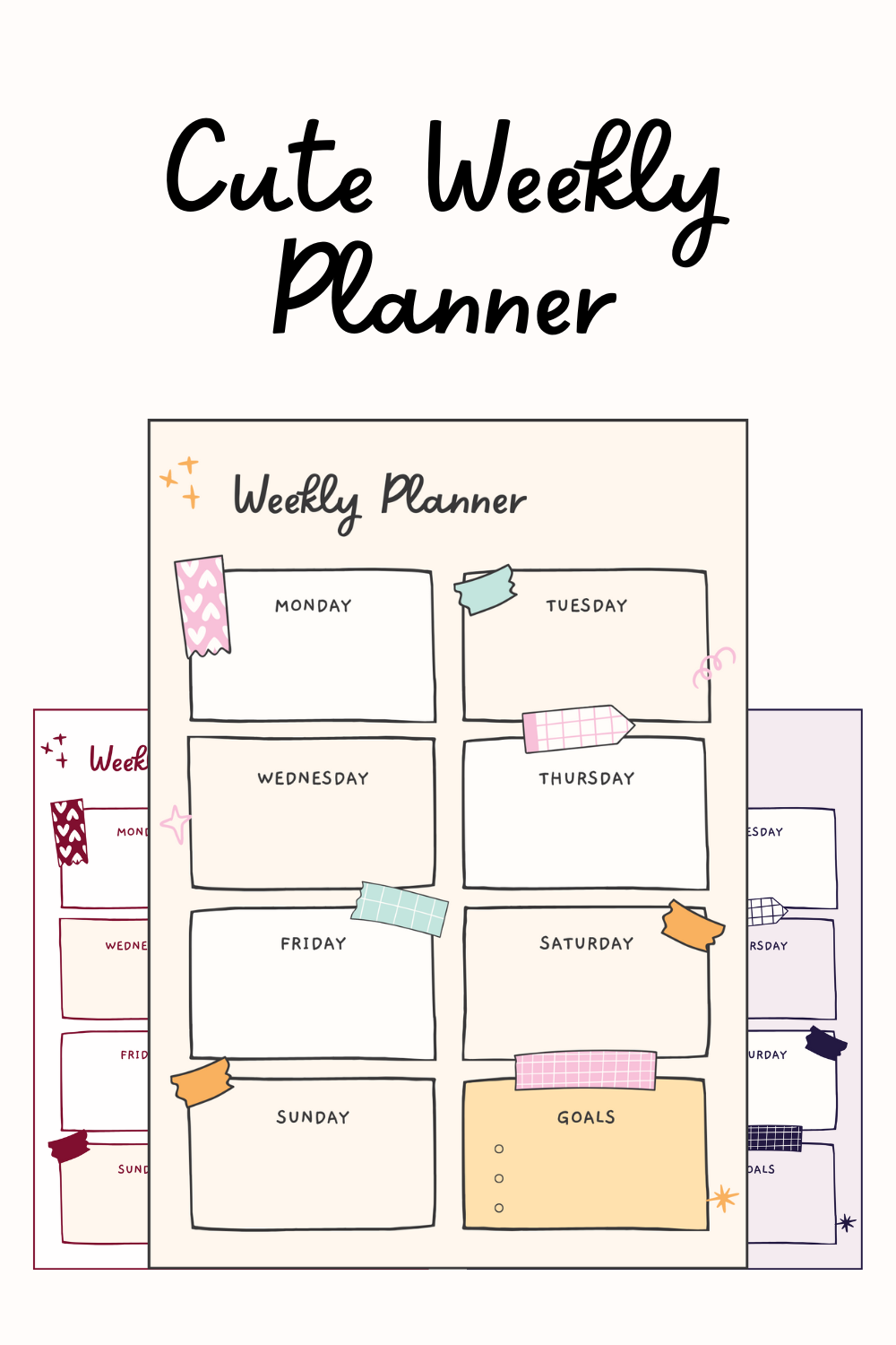 Printable Cute Weekly Planner Template Vrogue co