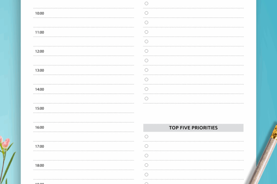 Printable Daily Hourly Planner