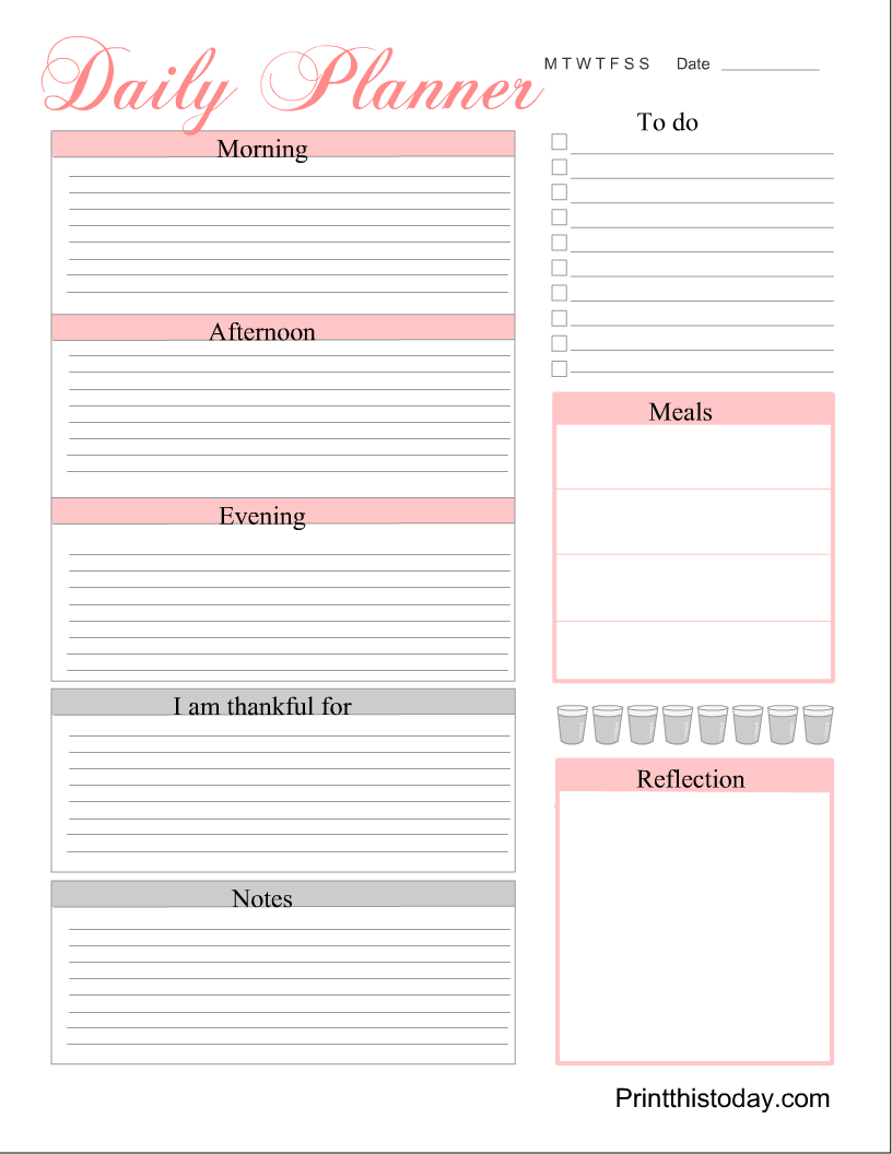 Printable Daily Planner Pages Printable Daily Planner Pages