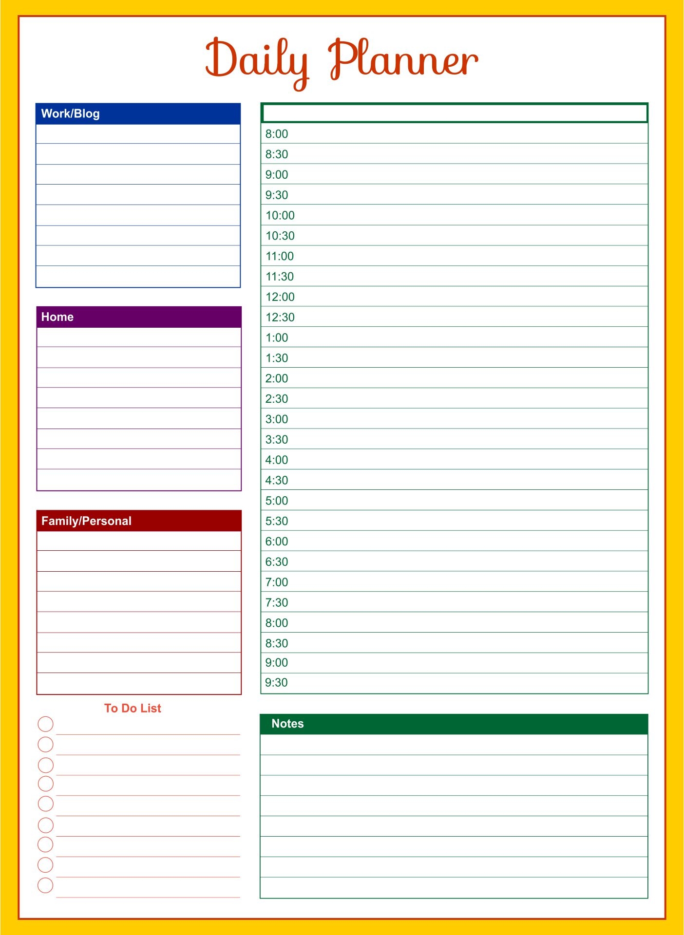 Printable Day Planner Printable Free Templates