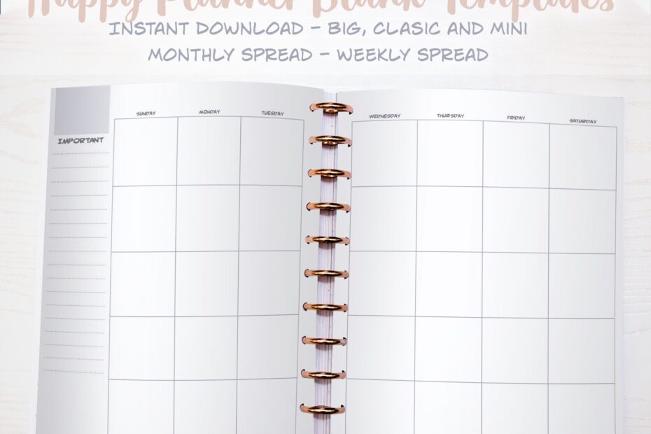 Printable Happy Planner Blank Templates All Three Sizes NO SVG FILE