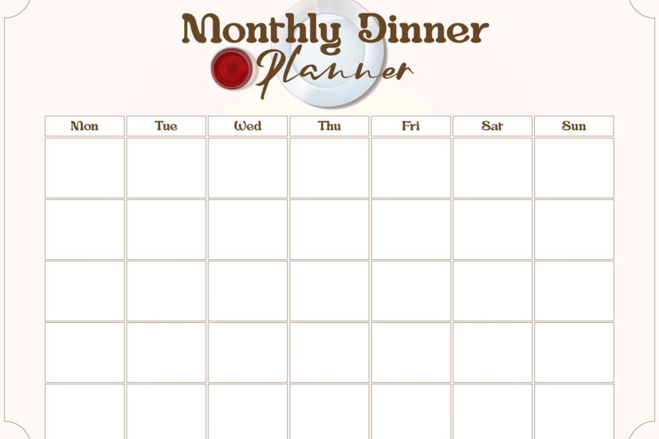 Printable Monthly Menu Planner Template Printable Templates