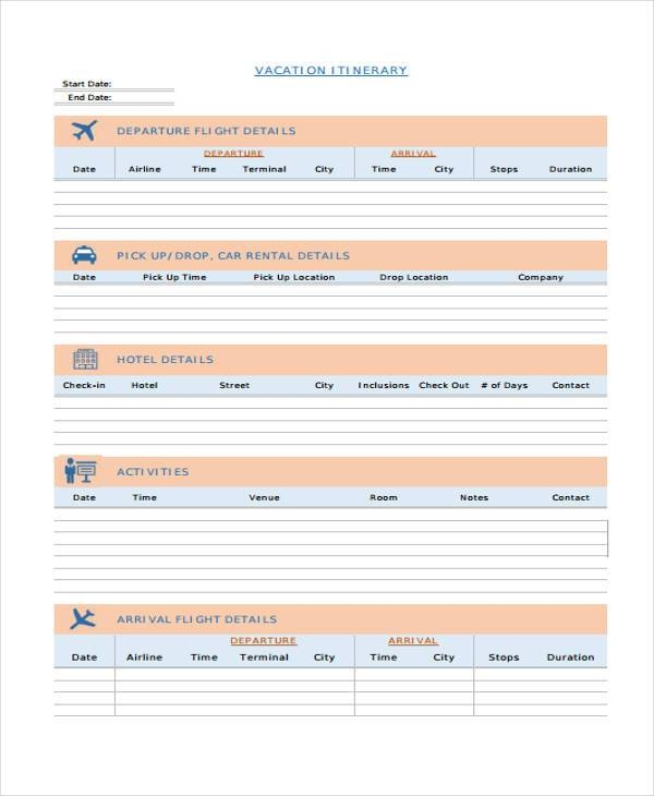 Printable Vacation Planner