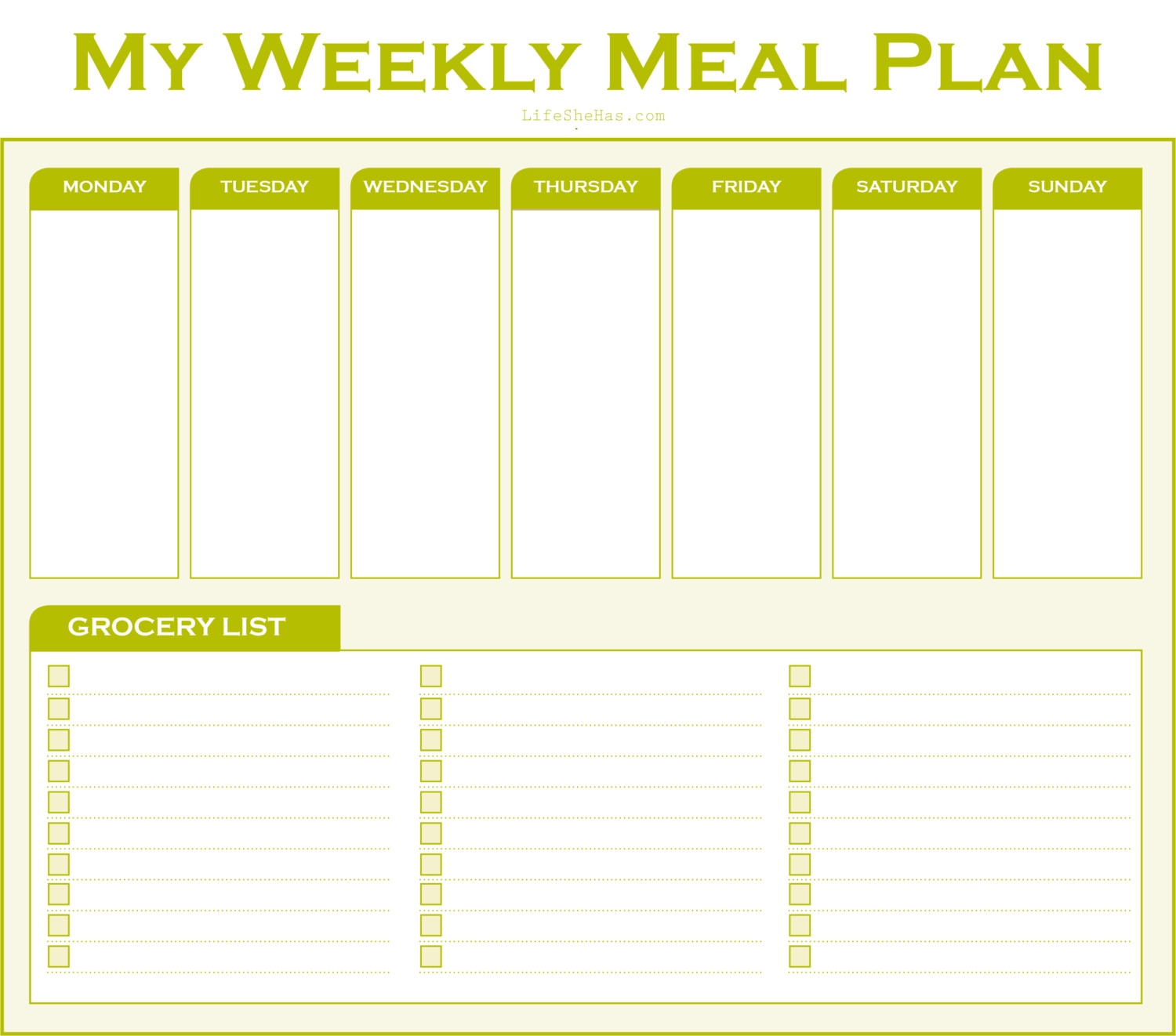 Printable Weekly Meal Planner Grocery List Weekly Meal Planner Images