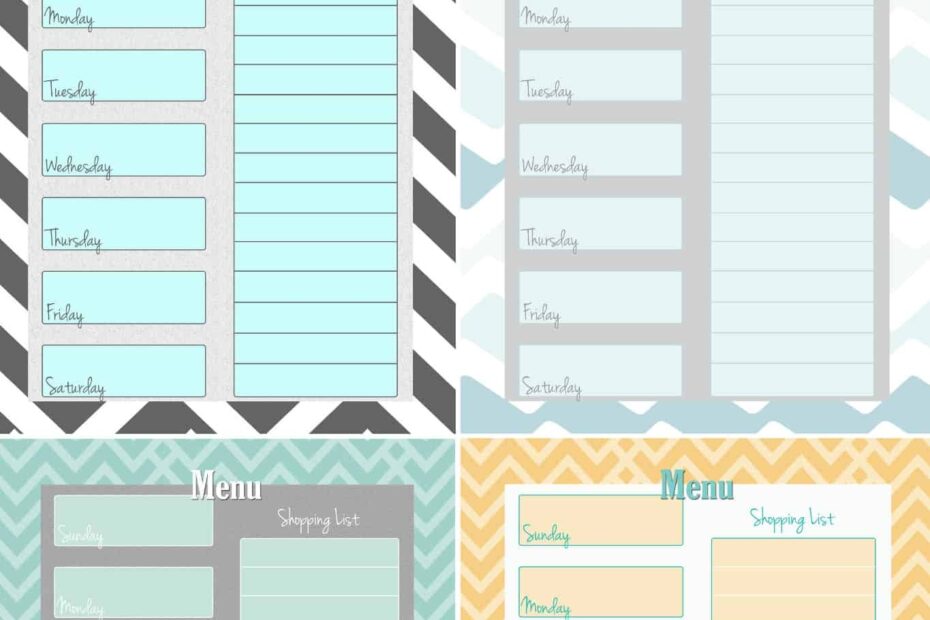 Printable Weekly Menu Planner Riset