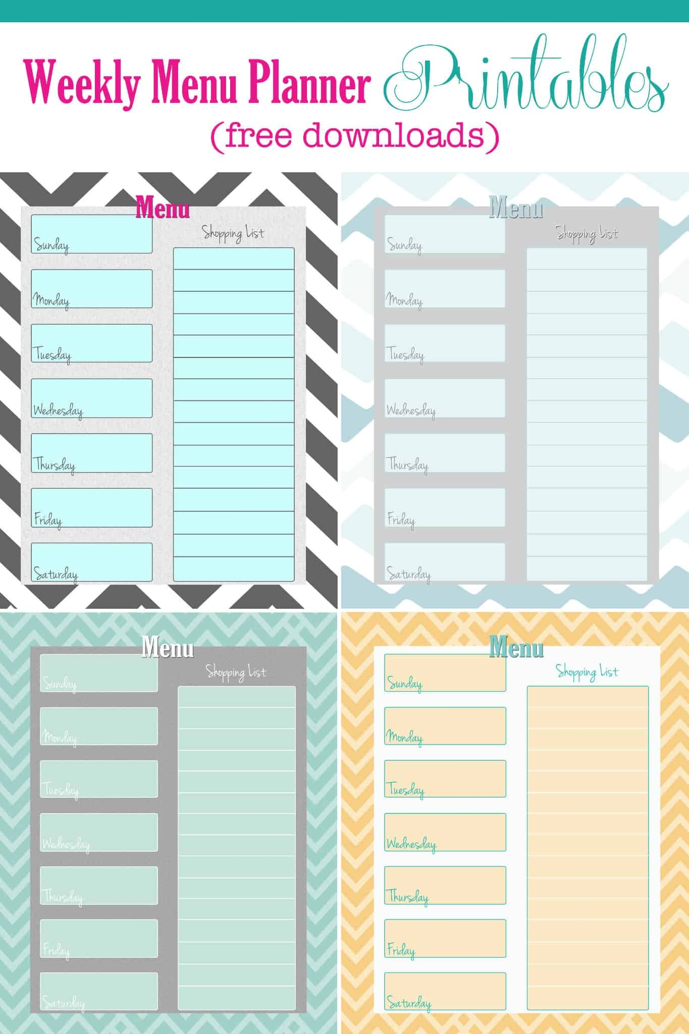 Printable Weekly Menu Planner Riset