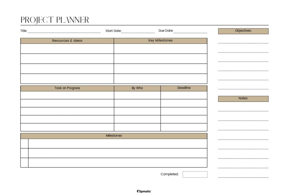 Project Planner Clipmatic Worksheets Library