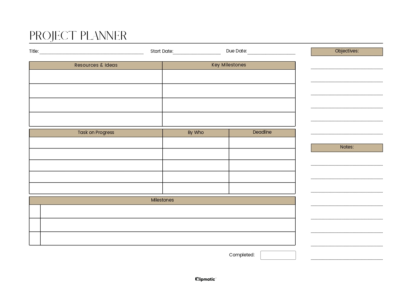 Project Planner Clipmatic Worksheets Library