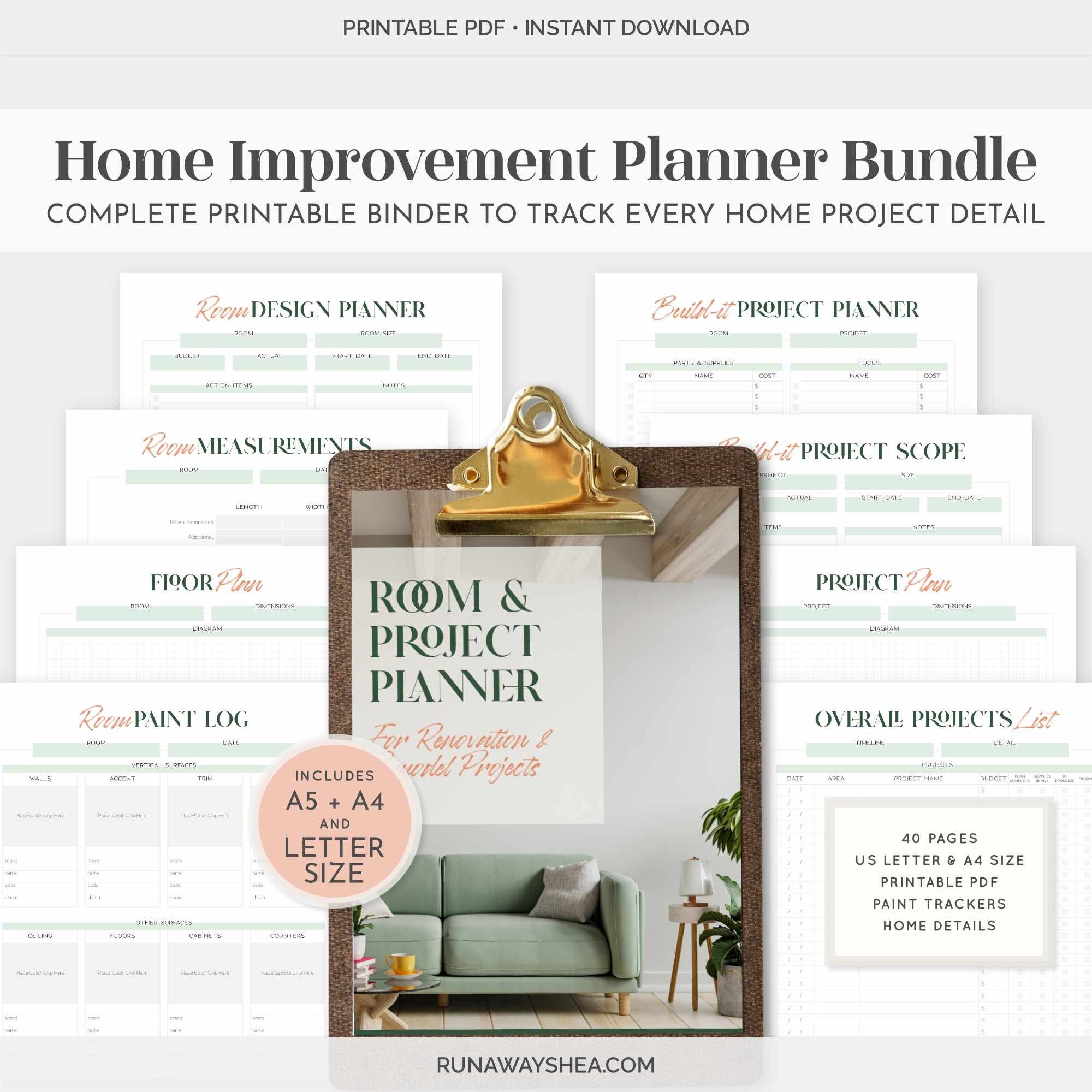 Room Project Planner Printable Bundle RunawayShea Paint pixels