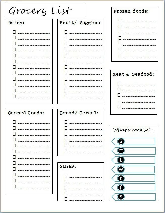 The Grocery List Is Shown In This Printable