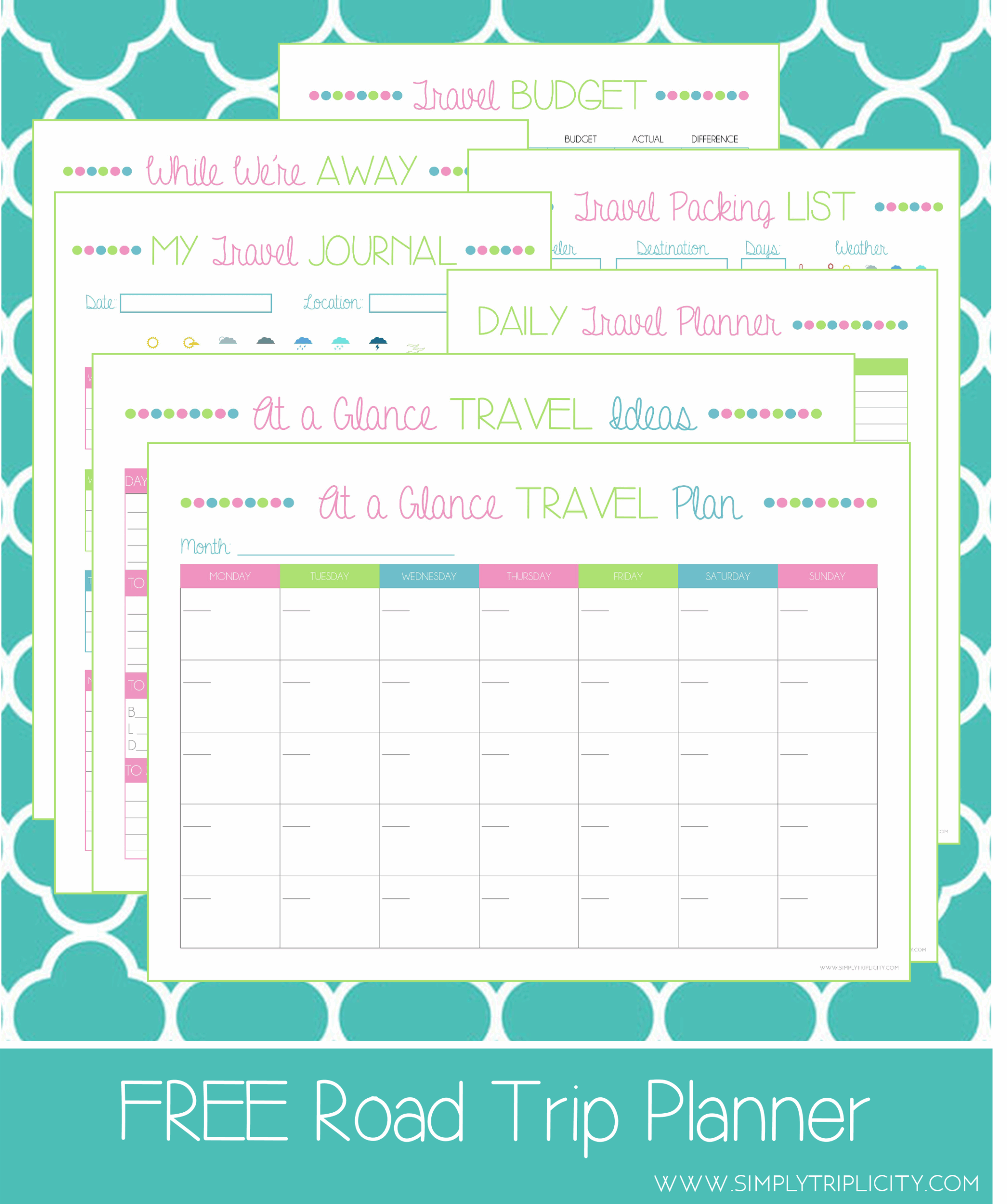 Travel Planner Template Road Trip Planner Travel Planner