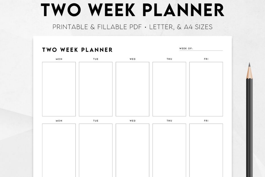 Two Week Planner Printable Weekly Calendar Weekly Schedule Template